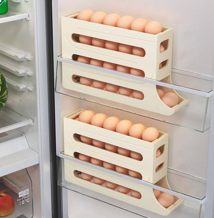 Egg Holder For Fridge - Auto Rolling Fridge Egg Organizer, Egg Dispenser Holder