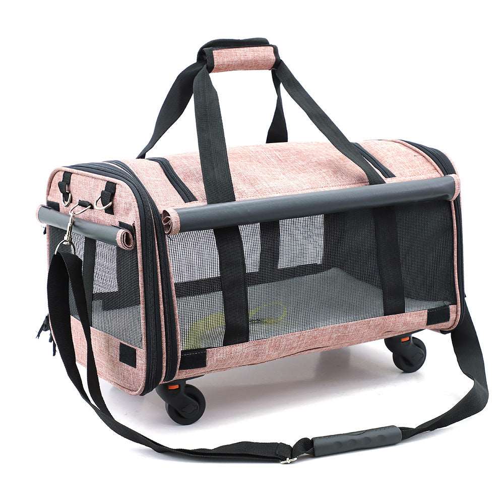 Qisheng large capacity universal wheel pet outing bag