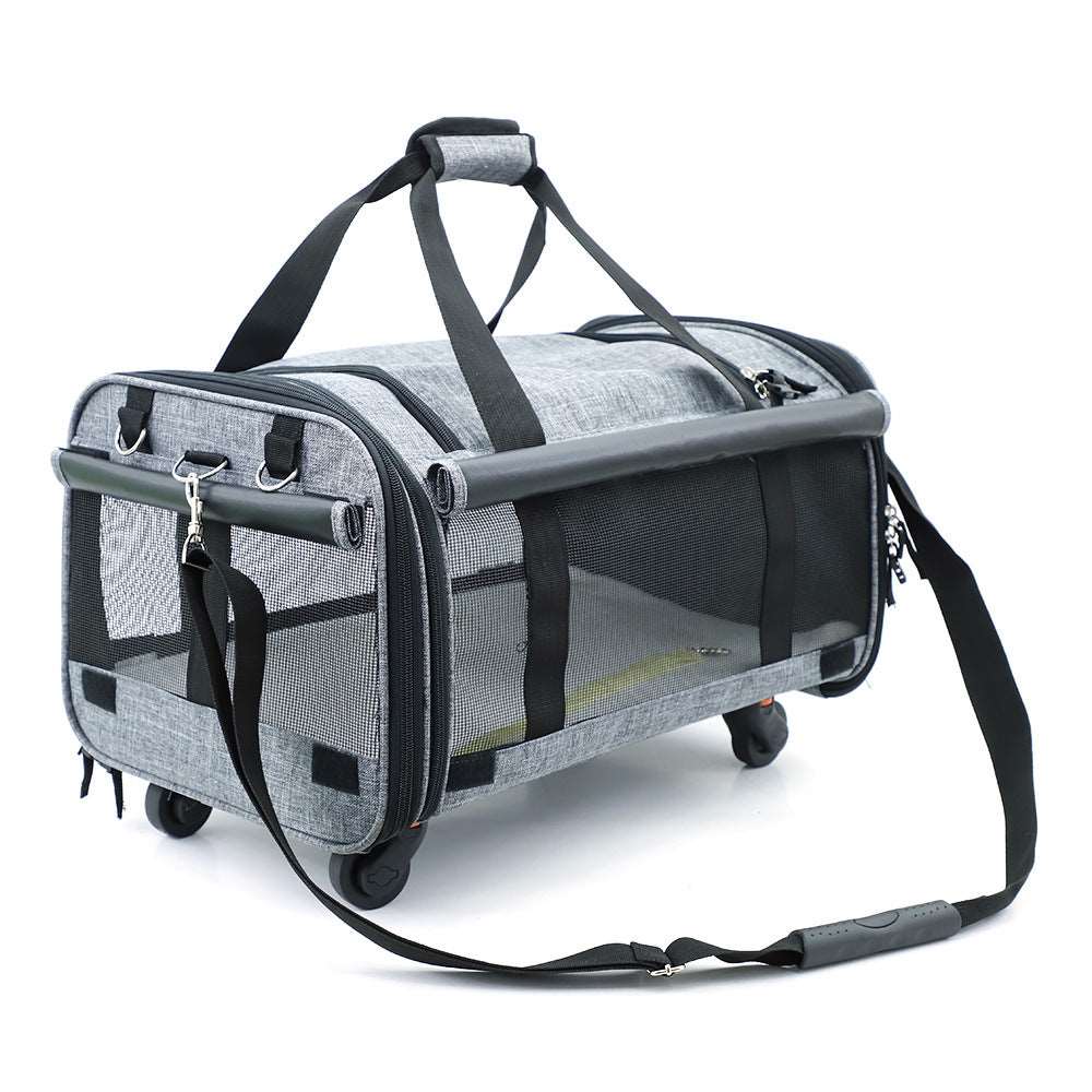 Qisheng large capacity universal wheel pet outing bag