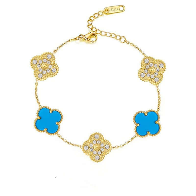 18k-titanium-blue-three-diamond-steel-gold-plated-five-leaf-clover-bracelet