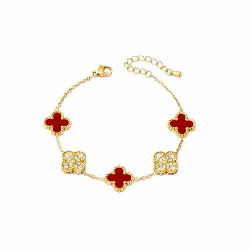 18k-titanium-red-steel-gold-plated-five-leaf-clover-bracelet