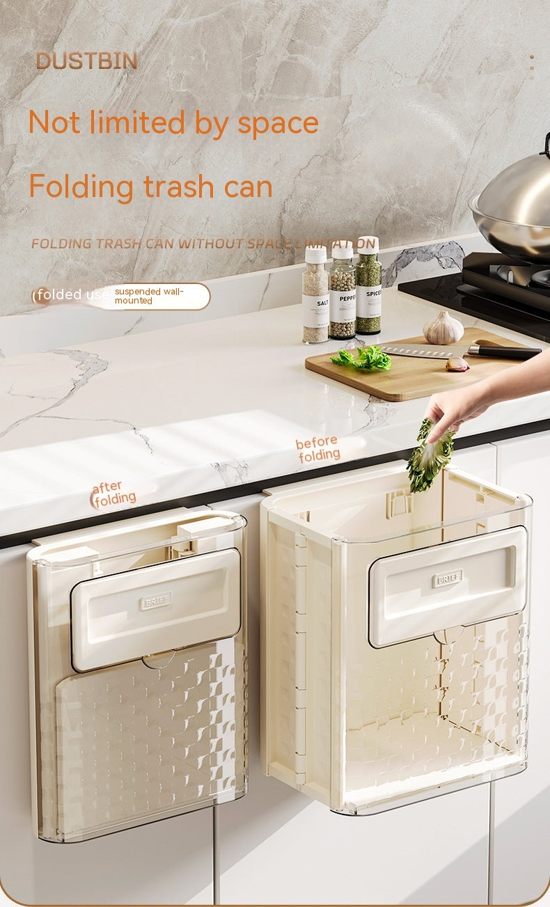 Household Kitchen Folding Trash Can Wall Hanging Punch-free Trash Can