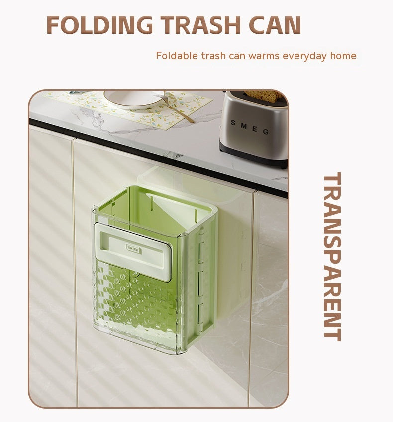 Household Kitchen Folding Trash Can Wall Hanging Punch-free Trash Can