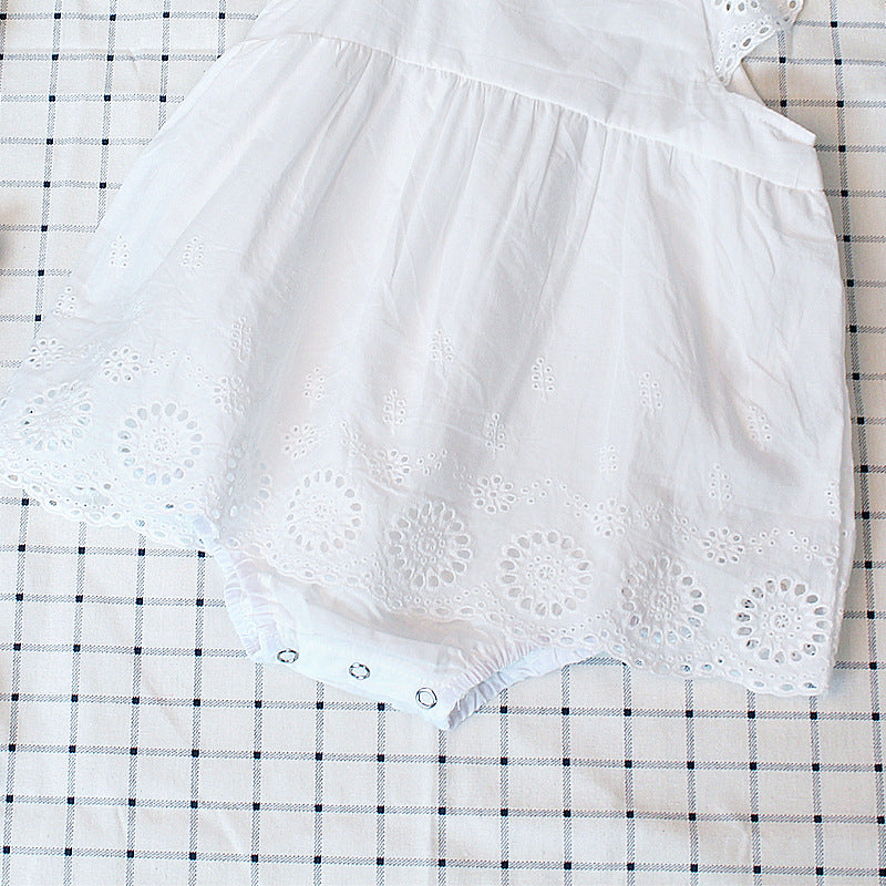 Summer girls baby embroidered cotton triangle dress with rompers