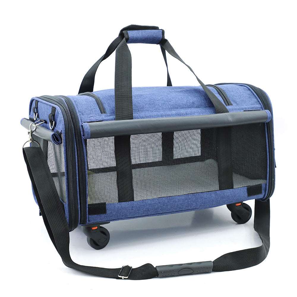 Qisheng large capacity universal wheel pet outing bag