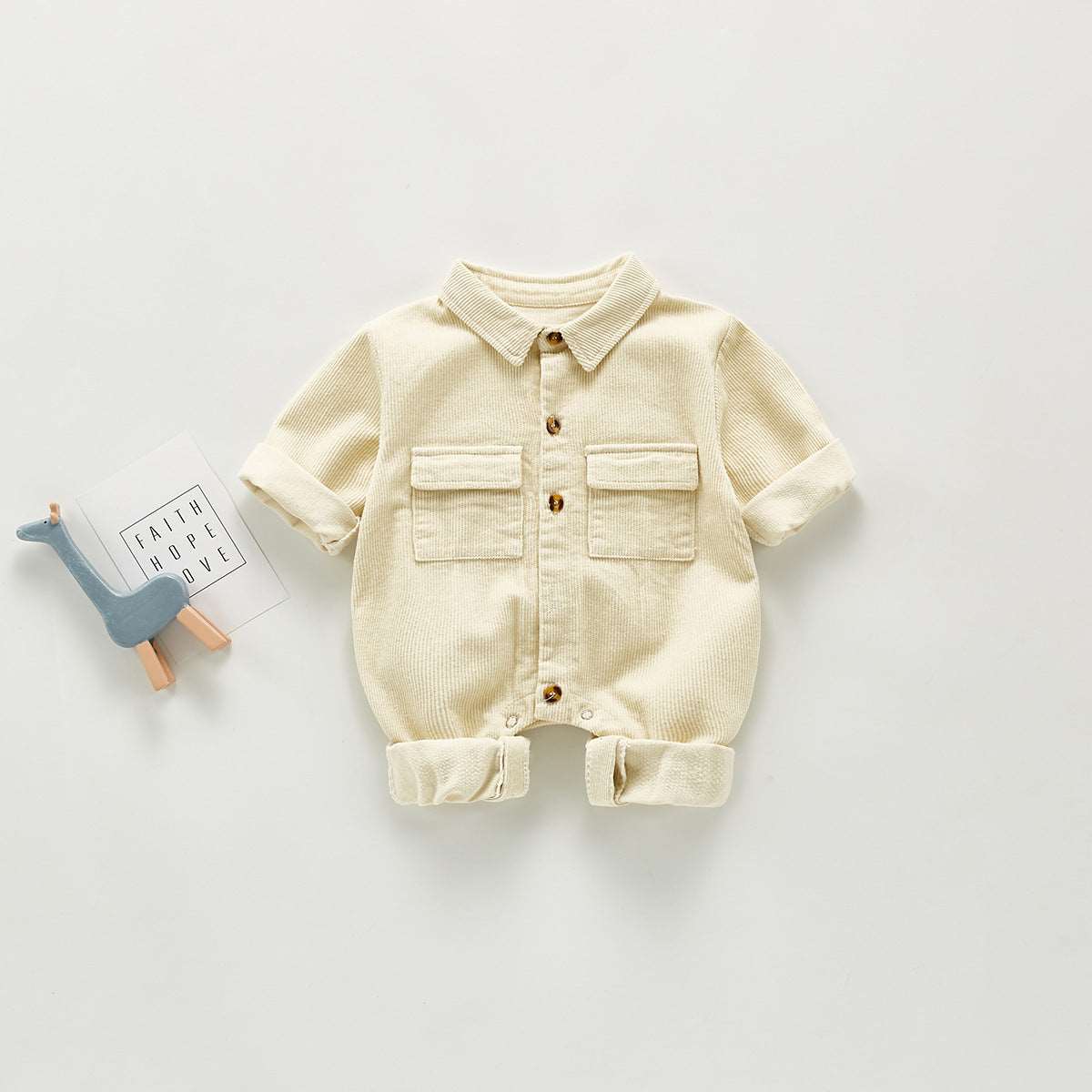 Baby-s-Spring-Beige-Crawler-Suit-Casual-Jumpsuit