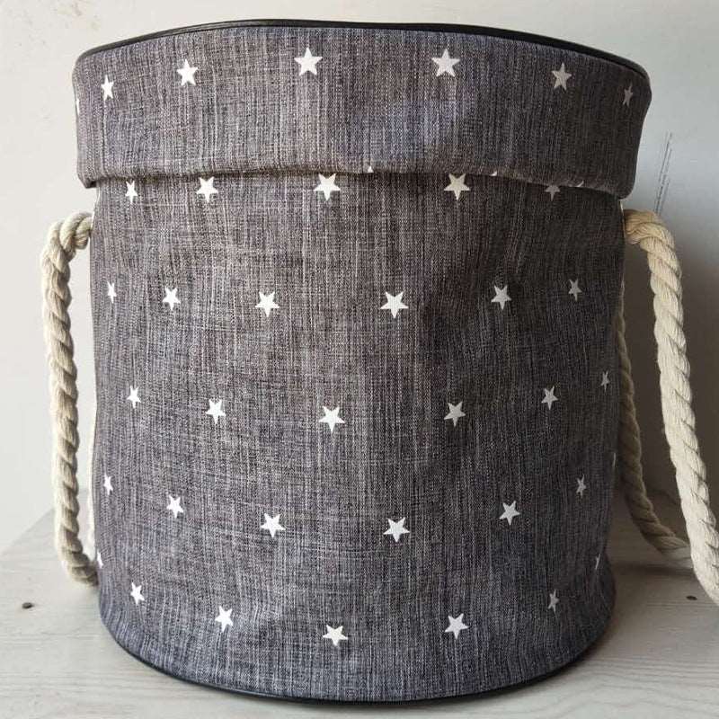 Children-s-Star-Pattern-Grey-Toy-Storage-Bucket-Bag