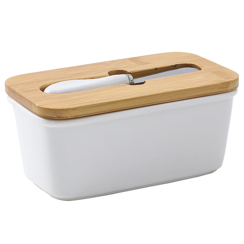 Creative rectangular butter box with knife