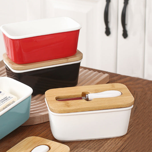 Creative rectangular butter box with knife