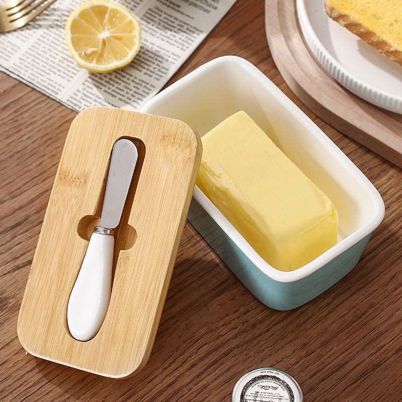 Creative rectangular butter box with knife