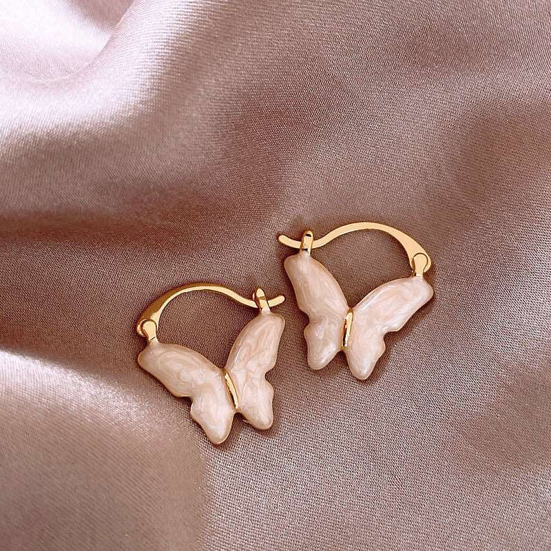 Drop glaze butterfly earrings for women