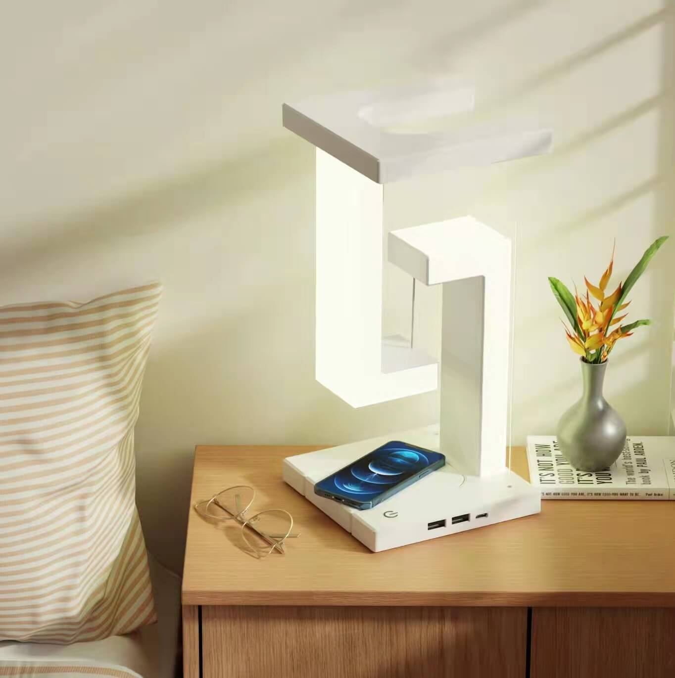 White Innovative levitating lamp