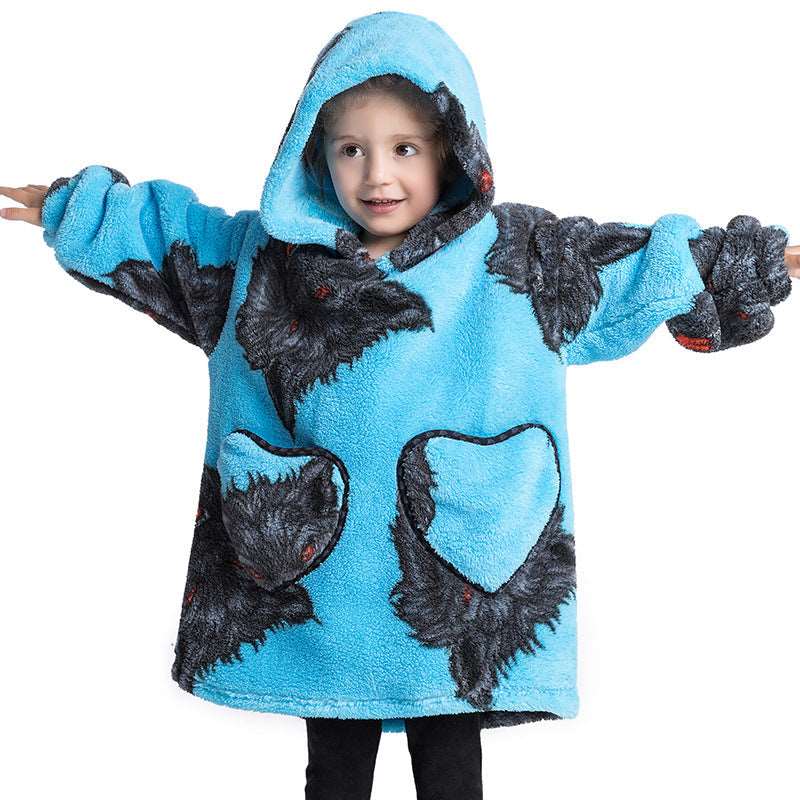 Kids Wearable Hooded Sweatshirt Comfortable Warm Blanket