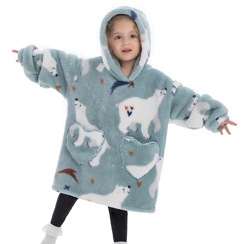 Kids Wearable Hooded Sweatshirt Comfortable Warm Blanket