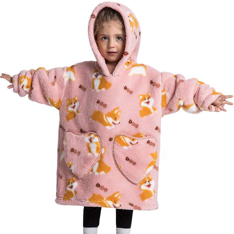 Kids Wearable Hooded Sweatshirt Comfortable Warm Blanket