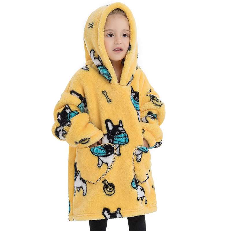 Kids Wearable Hooded Sweatshirt Comfortable Warm Blanket