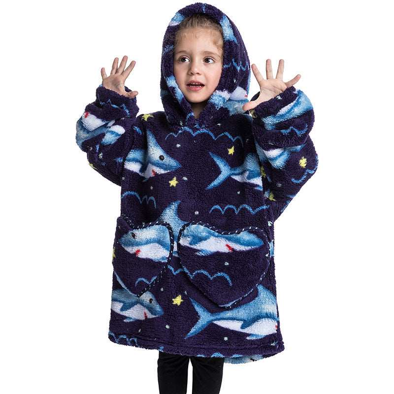 Kids Wearable Hooded Sweatshirt Comfortable Warm Blanket