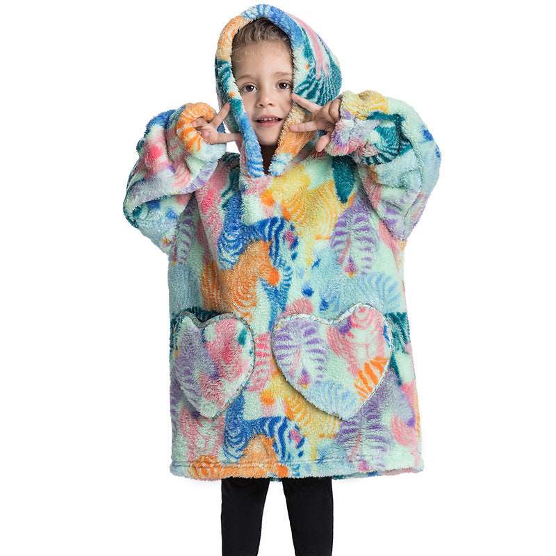 Kids Wearable Hooded Sweatshirt Comfortable Warm Blanket