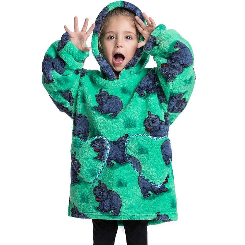 Kids Wearable Hooded Sweatshirt Comfortable Warm Blanket