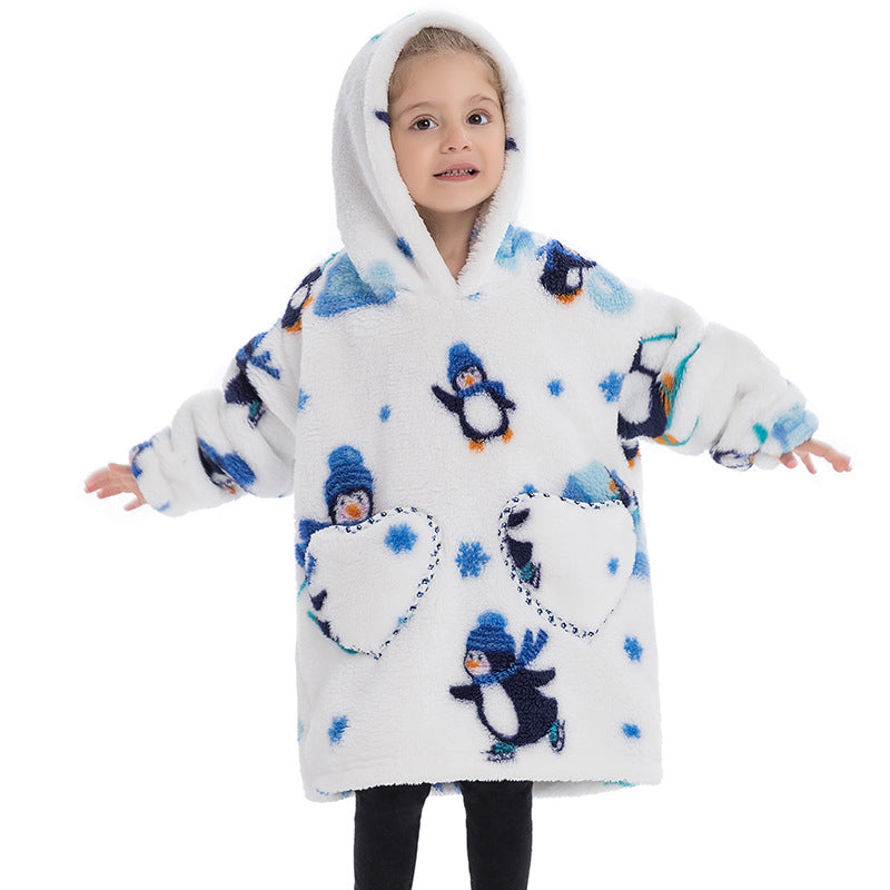 Kids Wearable Hooded Sweatshirt Comfortable Warm Blanket