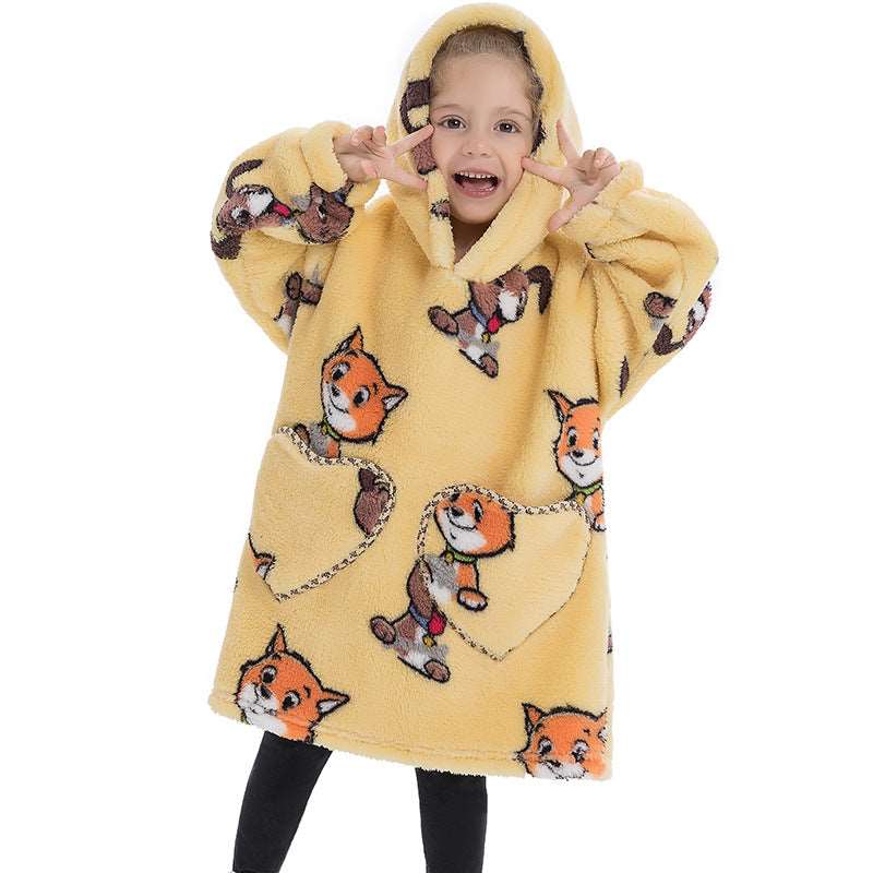 Kids Wearable Hooded Sweatshirt Comfortable Warm Blanket