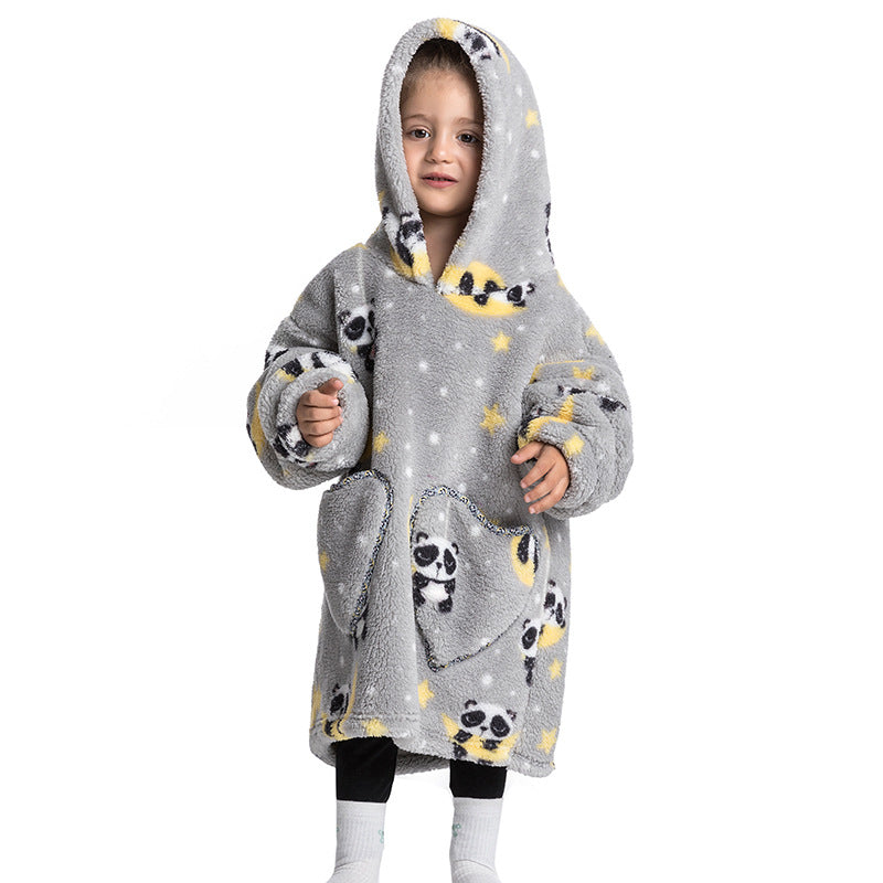 Kids Wearable Hooded Sweatshirt Comfortable Warm Blanket