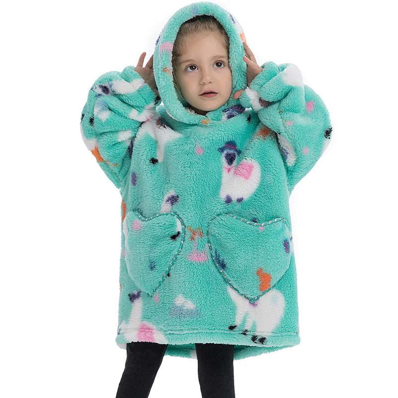 Kids Wearable Hooded Sweatshirt Comfortable Warm Blanket