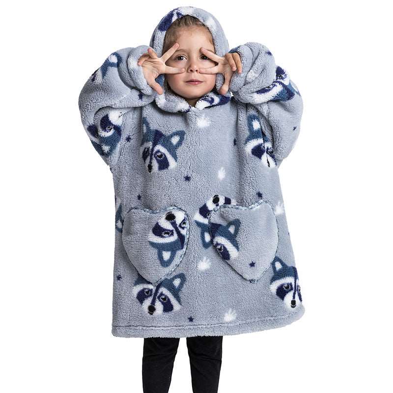 Kids Wearable Hooded Sweatshirt Comfortable Warm Blanket