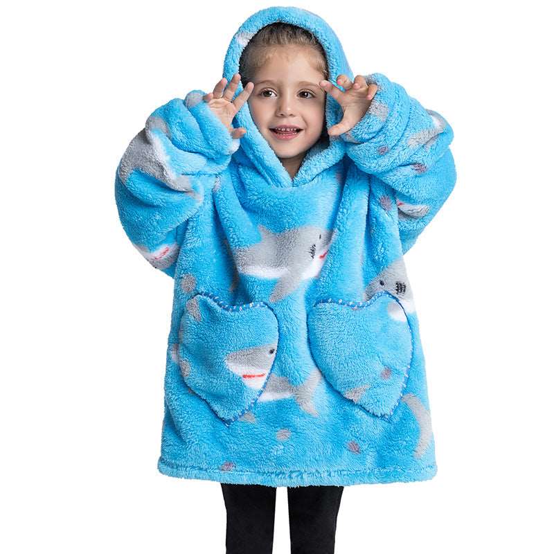 Kids Wearable Hooded Sweatshirt Comfortable Warm Blanket