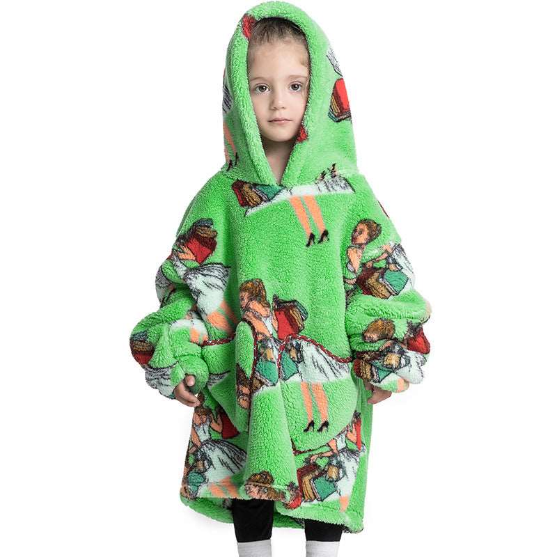 Kids Wearable Hooded Sweatshirt Comfortable Warm Blanket