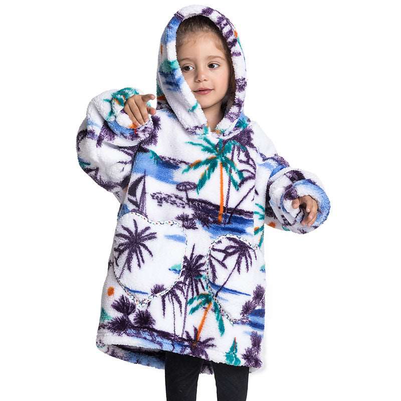 Kids Wearable Hooded Sweatshirt Comfortable Warm Blanket