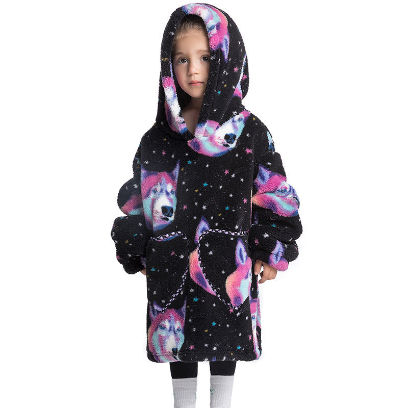 Kids Wearable Hooded Sweatshirt Comfortable Warm Blanket