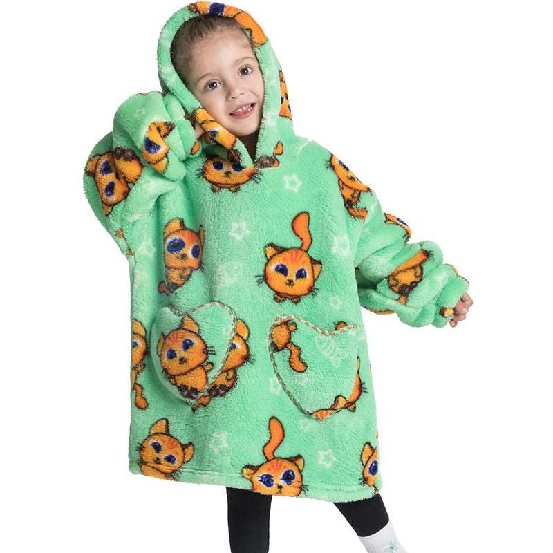 Kids Wearable Hooded Sweatshirt Comfortable Warm Blanket