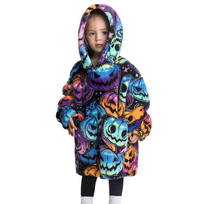 Kids Wearable Hooded Sweatshirt Comfortable Warm Blanket