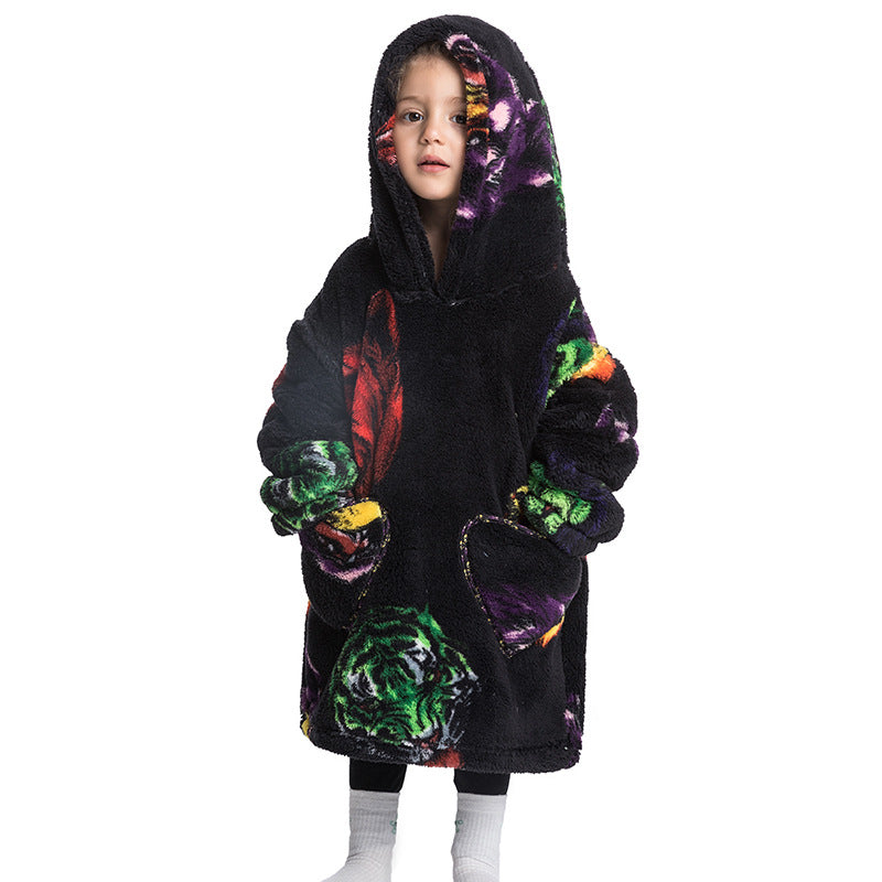 Kids Wearable Hooded Sweatshirt Comfortable Warm Blanket