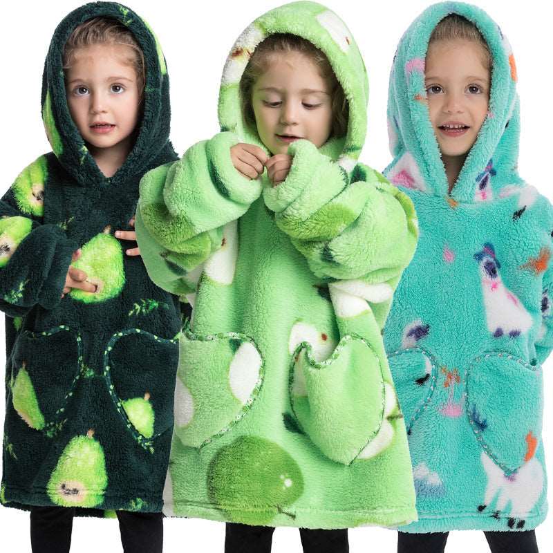 Kids Wearable Hooded Sweatshirt Comfortable Warm Blanket