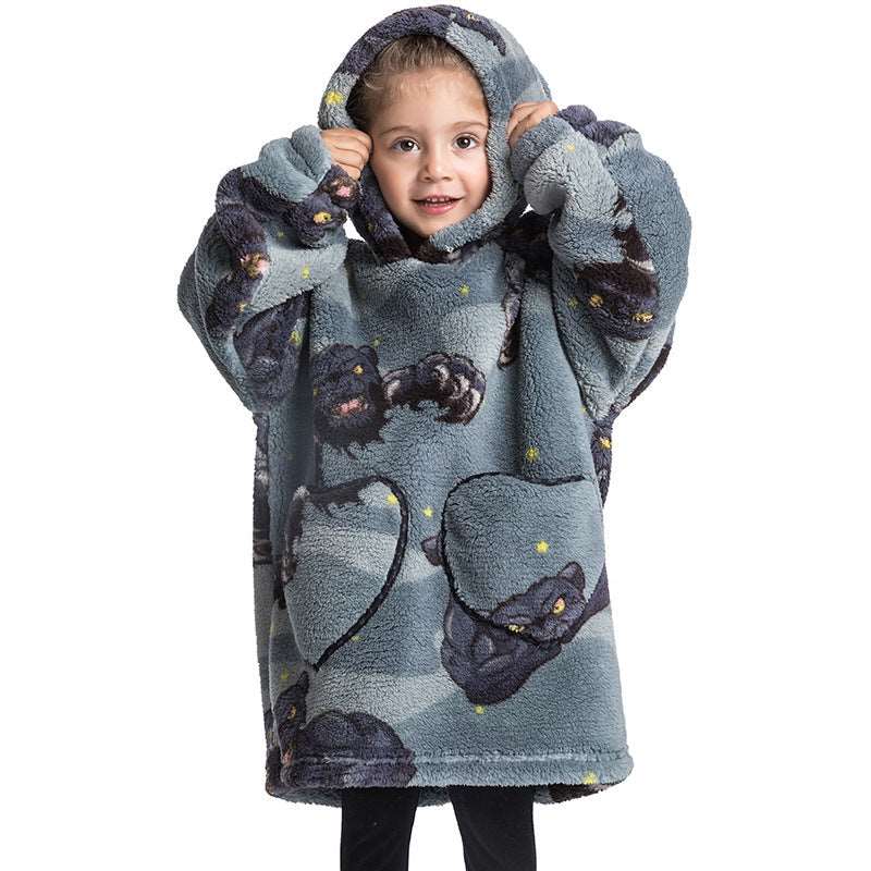 Kids Wearable Hooded Sweatshirt Comfortable Warm Blanket