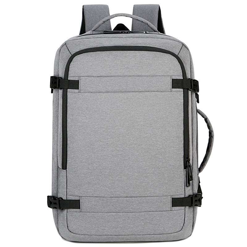 Oxford-cloth-light-gray-multi-functional-expansion-expansion-charging-portable-backpack