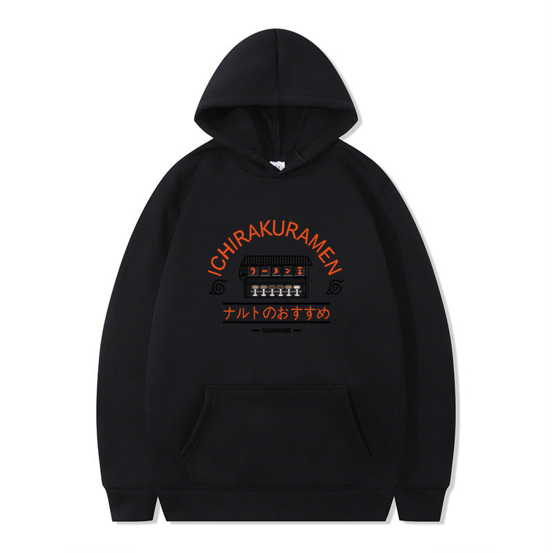 Naruto-themed-ramen-shop-black-hooded-sweatshirt