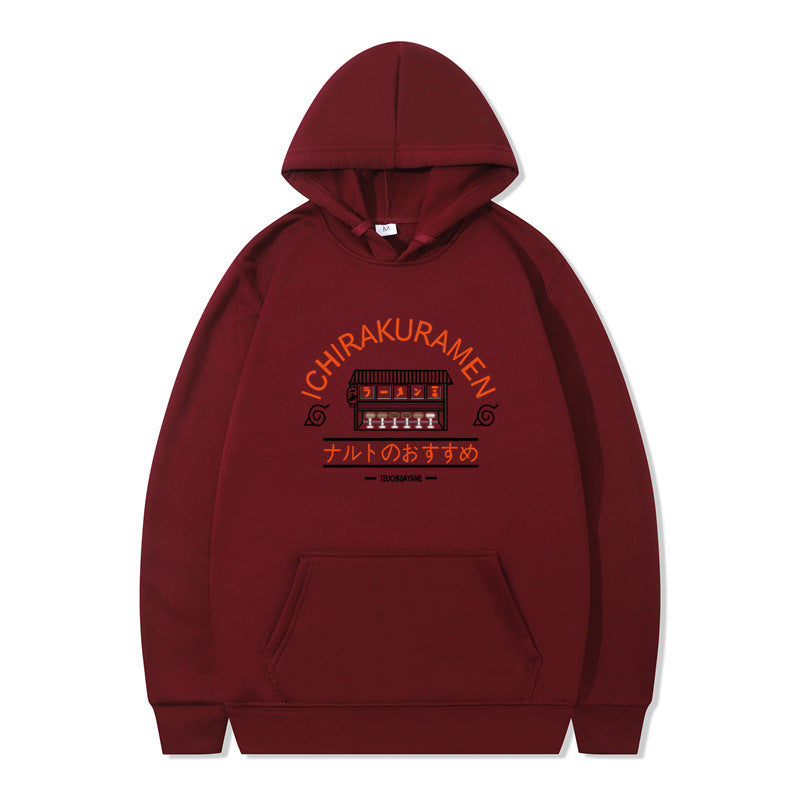 Naruto-themed-ramen-shop-claret-hooded-sweatshirt