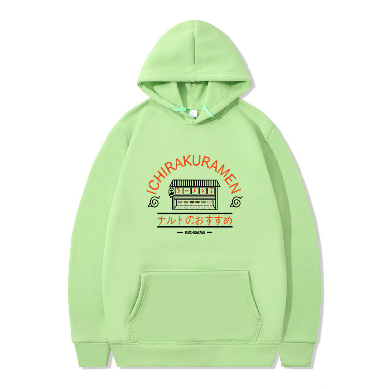 Naruto-themed-ramen-shop-light-green-hooded-sweatshirt