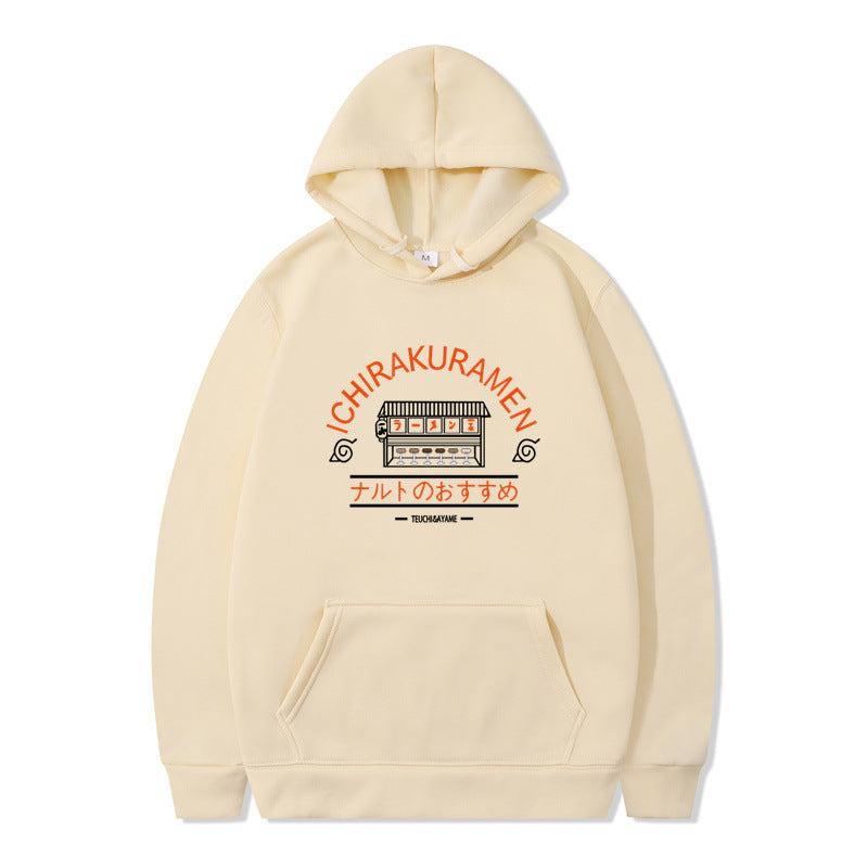 Naruto-themed-ramen-shop-khaki-hooded-sweatshirt