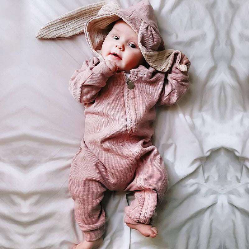 Newborn Baby Clothes Zipper Hooded Jumpsuits Baby Wears Infant Clothing