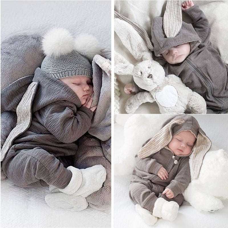 Newborn Baby Clothes Zipper Hooded Jumpsuits Baby Wears Infant Clothing