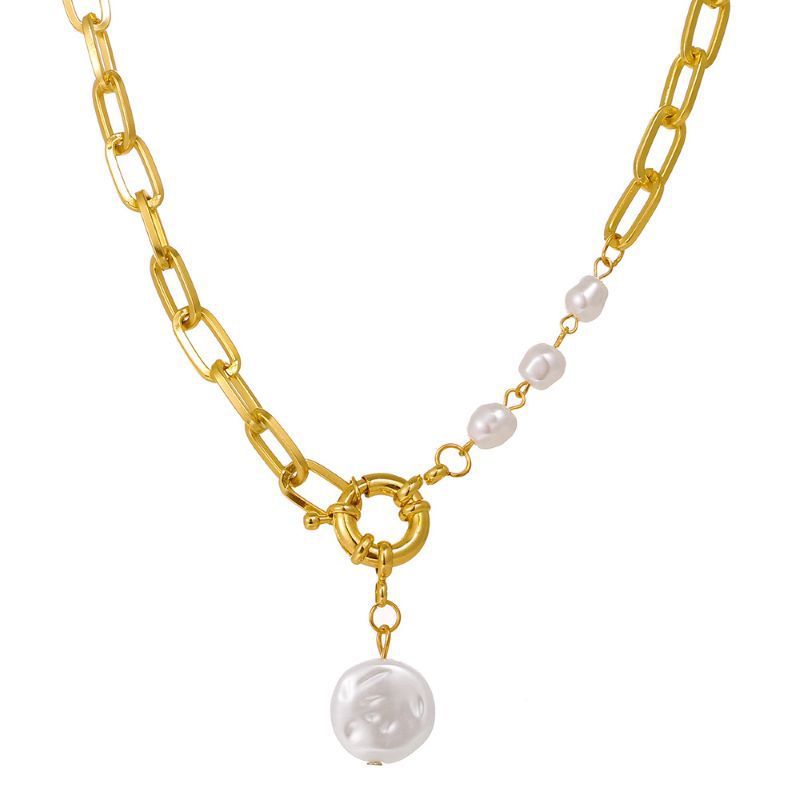 Baroque shaped pearl pendant necklace