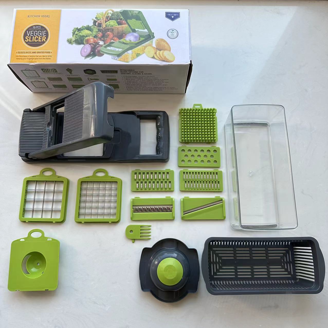 Multi-function vegetable and fruit dicer shredder grater slicer