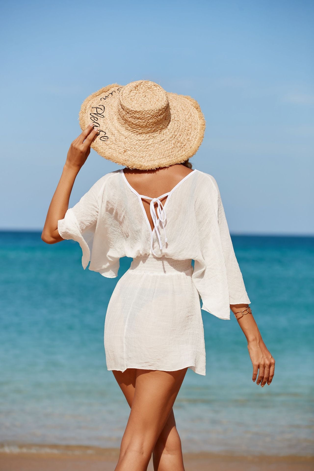 Soft cotton blend long Sleeve Beach tunic cover-up