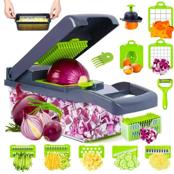 Multi-function vegetable and fruit dicer shredder grater slicer