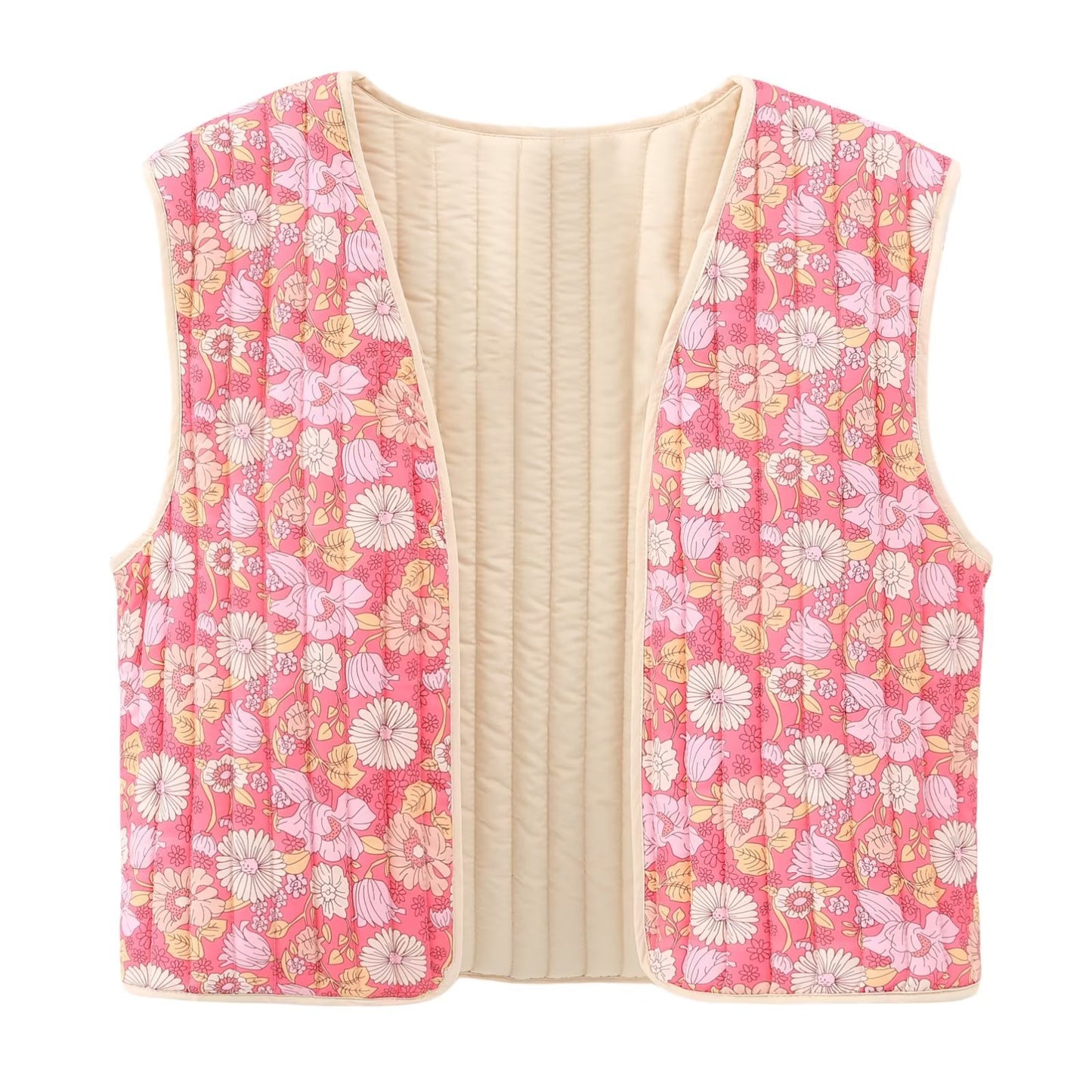 Flower print sleeveless cotton vest