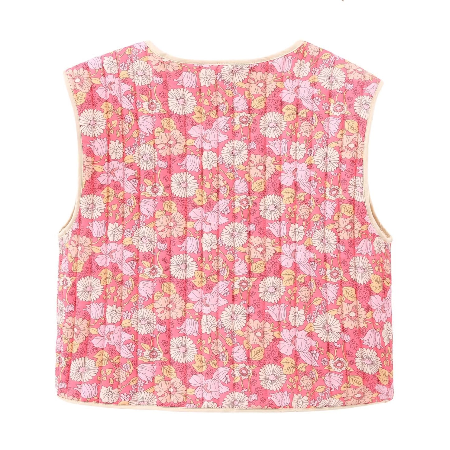 Flower print sleeveless cotton vest